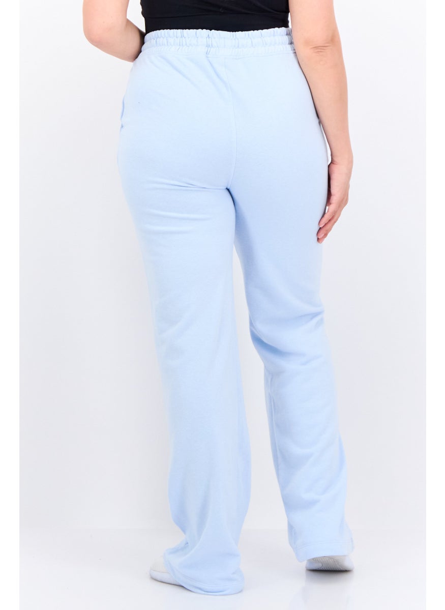 Juicy Couture Women Regular Fit Embroidered Logo Straight Leg Pants, Light Blue  - Image 4