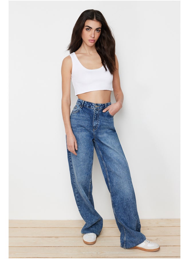 trendyol White Strap Crop Ribbed Flexible Knitted Undershirt TWOSS24AL00023  - Image 2