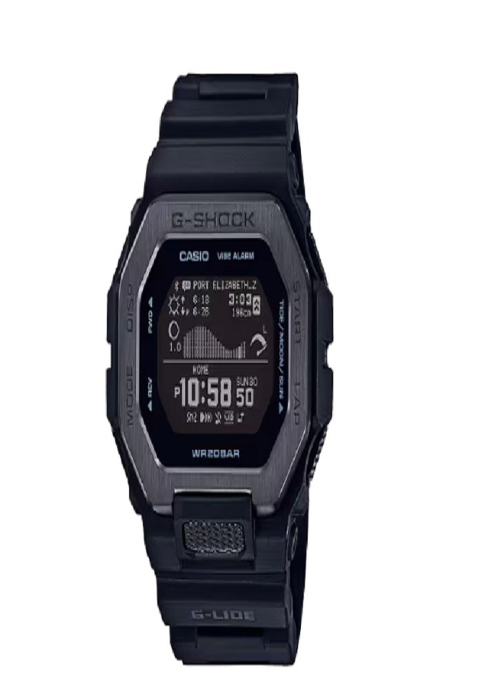 كاسيو ساعة كاسيو جي شوك GBX-100NS-1DR G-LIDE الليلية لركوب الأمواج والمد والجزر وبيانات القمر (أسود IP)