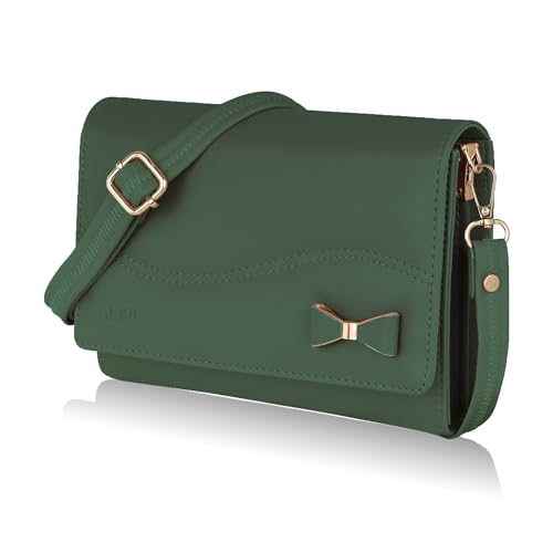 ALSU Women's Sling Bag | Cross body bag| Side bag| Credit car slots| zipper pockets| detachable straps| adjustable straps| daily use| phone pockets (Green) - Image 1