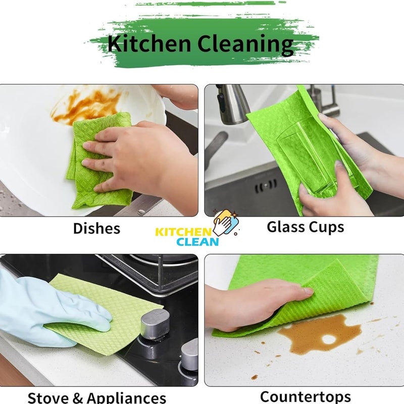Kitchen Clean Re Usable Cellulose Sponge Wipe Multipurpose Kitchen Wipes Kitchen association item Non Scratch Brite Wipes Table wipe Extra Absorbent Biodegradable Multi Color Pack of 5 - Image 2