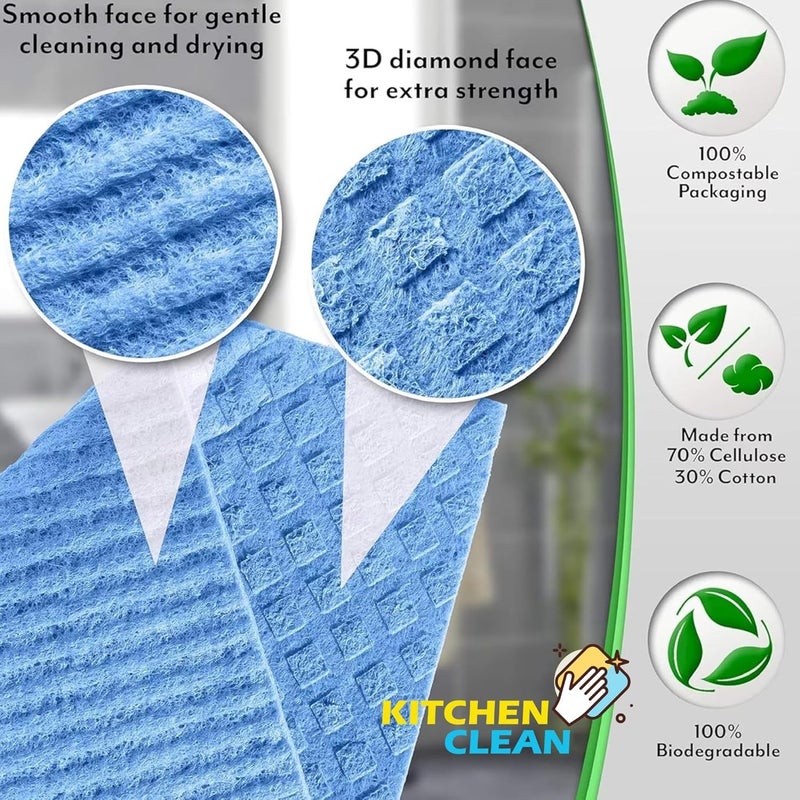 Kitchen Clean Re Usable Cellulose Sponge Wipe Multipurpose Kitchen Wipes Kitchen association item Non Scratch Brite Wipes Table wipe Extra Absorbent Biodegradable Multi Color Pack of 5 - Image 3