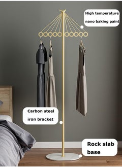 GoldenLike Coat Rack,Freestanding Clothes Stand Rack with Marble Base,Metal Garment Rack Hall Coat Tree,Space-Saving Clothes Hanger Organizer for Hanging Clothes,Handbags,Umbrella  - Image 3