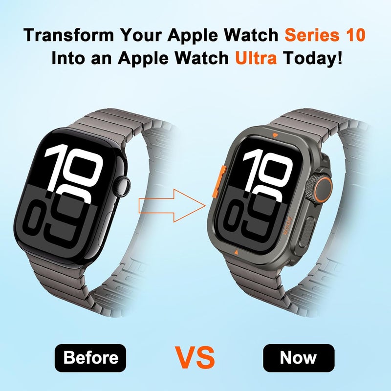 Suphart 2 in 1 Case Compatible with Apple Watch Series 10 Metal Case, [Transform 46mm into Ultra Look] Rugged Bumper with Back Cover for iWatch 46mm, Graphite Multiple sizes - Image 4