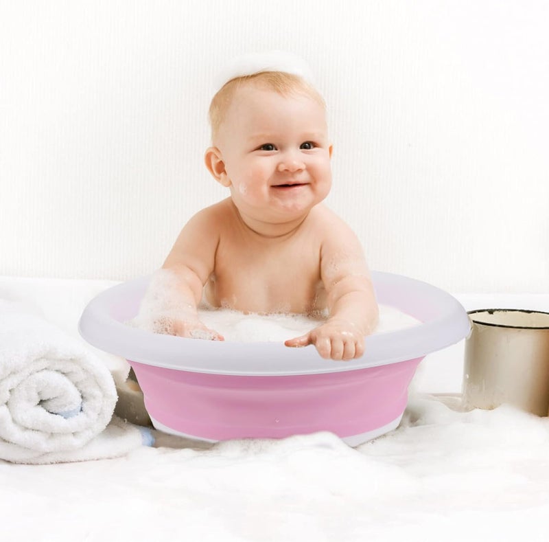 klarako Collapsible Dish Tub Bowl Portable Sink Wash Dish Basin Foldable Laundry Tub Face Washing Basin Camping Dish Washing Tub for Kitchen Sink Pink - Image 2