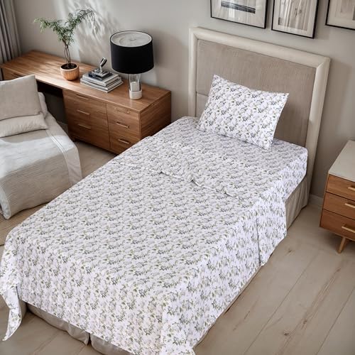 RUVANTI 100 Cotton Percale Sheets Twin Size Crisp Cooling Bed Sheets for Hot Sleepers Deep Pocket 16 Soft Breathable Durable HotelStyle 3 Piece Set Heritage - Image 3
