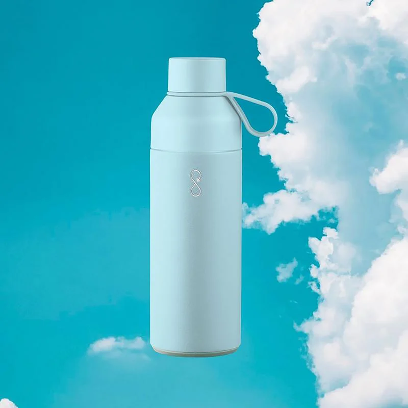 اوشن بوتل Eco-Friendly Stainless Steel Reusable Water Bottle Leakproof BPA Free Dishwasher Safe Double Wall Vacuum Insulated Thermos Flask - Sky Blue - 500ml