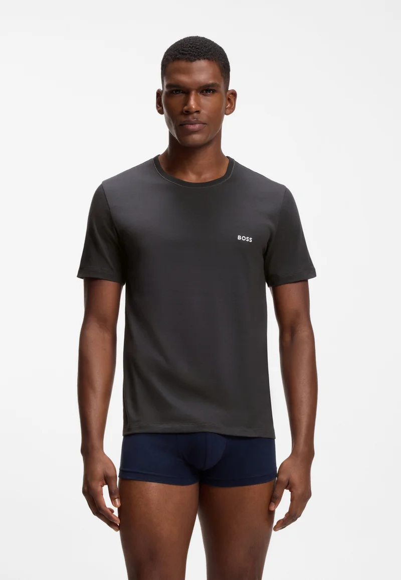 BOSS Open Blue Three-pack of cotton underwear T-shirts with embroidered logo for Men | Best Price UAE