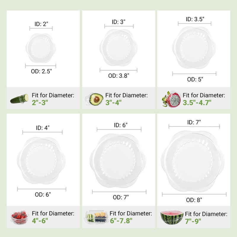 Rottogoon Silicone Stretch Lids for Food Storage in Fridge, Reusable Elastic Bowl Covers for Cup, Cans, Jars, Round & Rectangle Container, Food Grade Silicone Microwave Food Cover, Heat-Resistant, Transparent - Image 2
