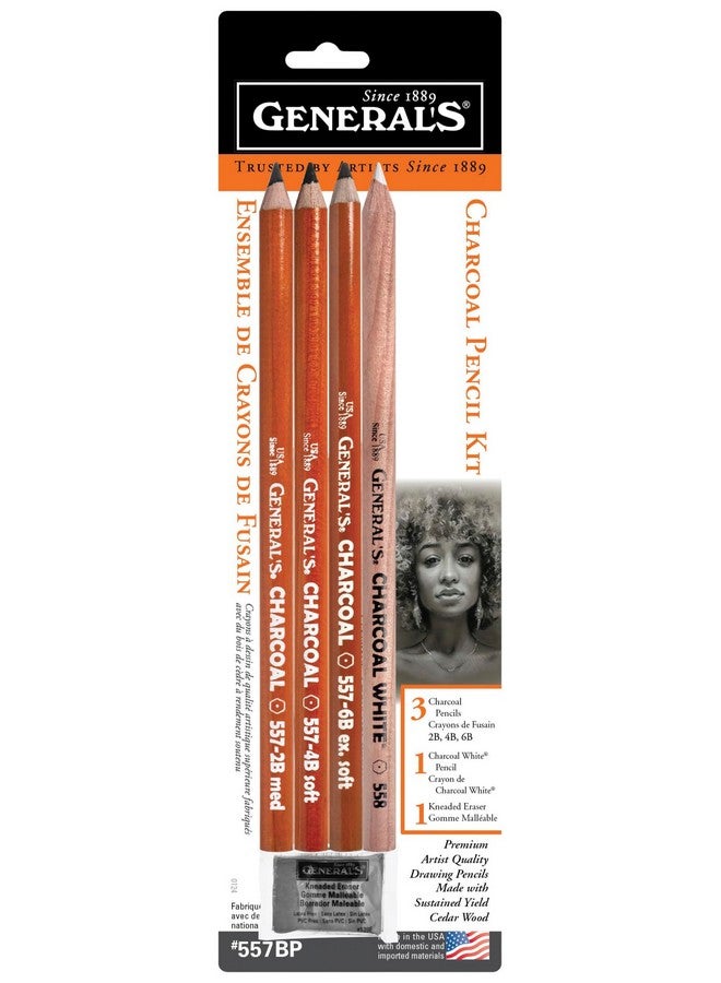 General's Charcoal Pencil Kit, Assorted Hardness, Set of 5 - Image 1
