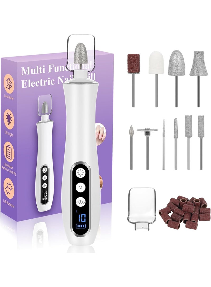SYOSI مثقاب أظافر كهربائي لاسلكي، ملف أظافر احترافي قابل لإعادة الشحن مع 10 إعدادات سرعة، ضوء LED بزاوية 360° وشاشة LCD، أداة مانيكير وباديكير بسعة 2000 مللي أمبير للنساء والرجال للأظافر السميكة وأظافر القدم والجلد المحيط بالأظافر. - Image 1