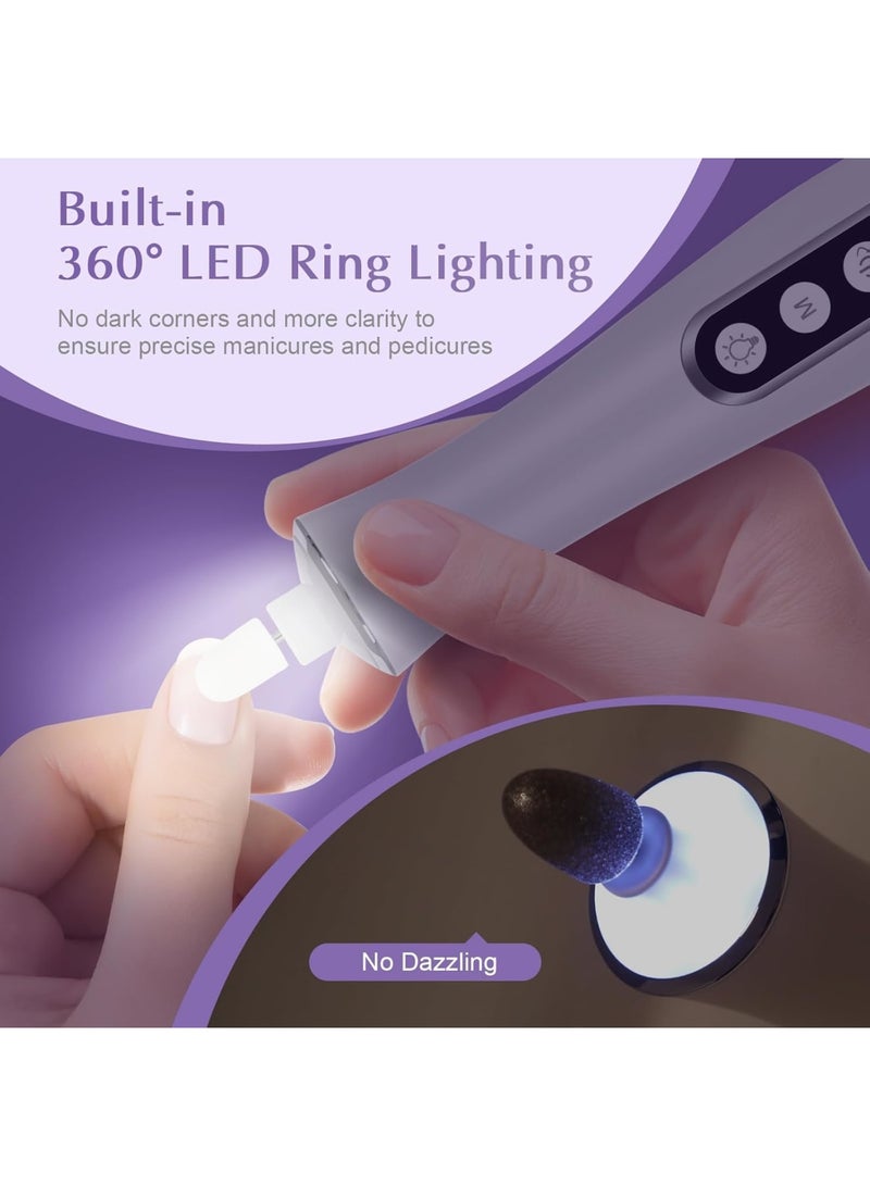 SYOSI مثقاب أظافر كهربائي لاسلكي، ملف أظافر احترافي قابل لإعادة الشحن مع 10 إعدادات سرعة، ضوء LED بزاوية 360° وشاشة LCD، أداة مانيكير وباديكير بسعة 2000 مللي أمبير للنساء والرجال للأظافر السميكة وأظافر القدم والجلد المحيط بالأظافر. - Image 5