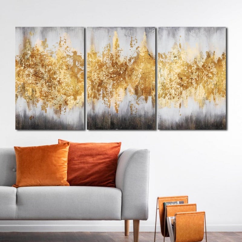 Marktna Three luxurious modern canvas prints with a hollow frame, measuring (90×40), three pieces - Image 1