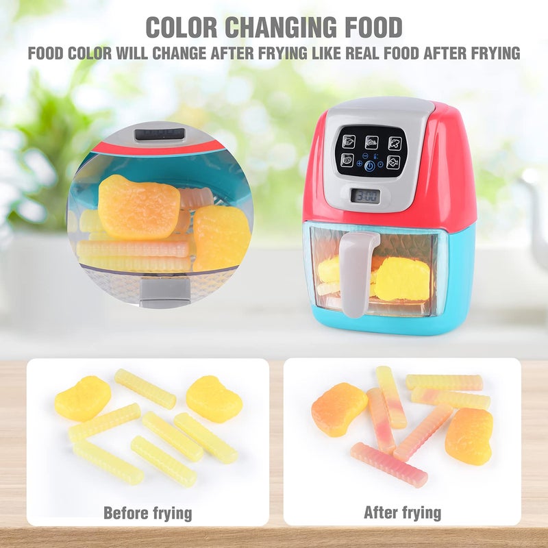 PLAY Toy Air Fryer for Kids, Kids Play Kitchen Playset Accessories, Chefs Pretend Play Kitchen Appliance Toys Oven w/Light, Sound, Play Food Grill Cooking Utensils for Kids Boys Girls Toddlers 1-3 2+ - Image 5