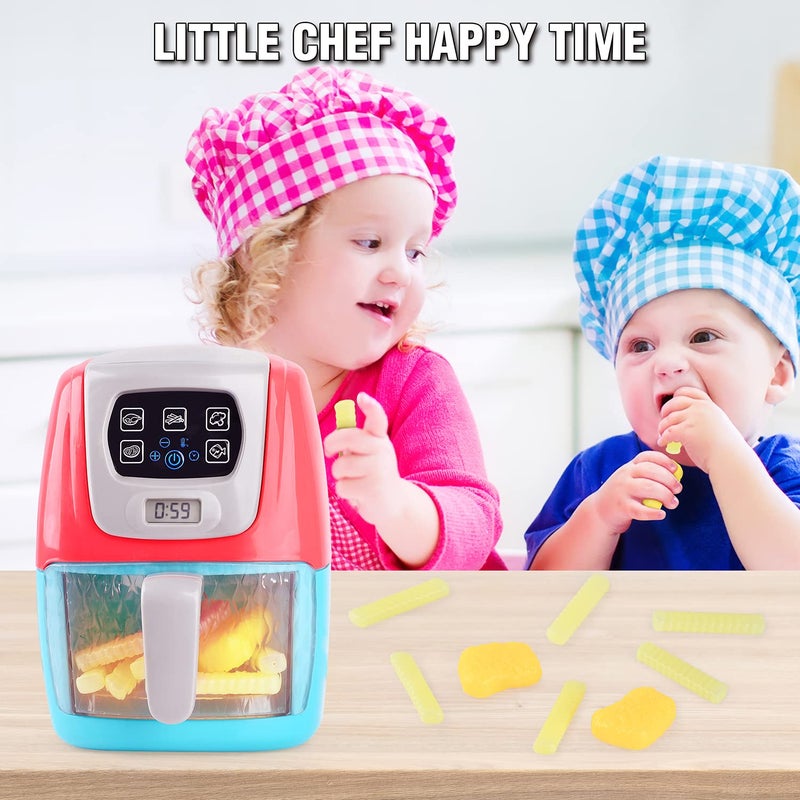 PLAY Toy Air Fryer for Kids, Kids Play Kitchen Playset Accessories, Chefs Pretend Play Kitchen Appliance Toys Oven w/Light, Sound, Play Food Grill Cooking Utensils for Kids Boys Girls Toddlers 1-3 2+ - Image 2