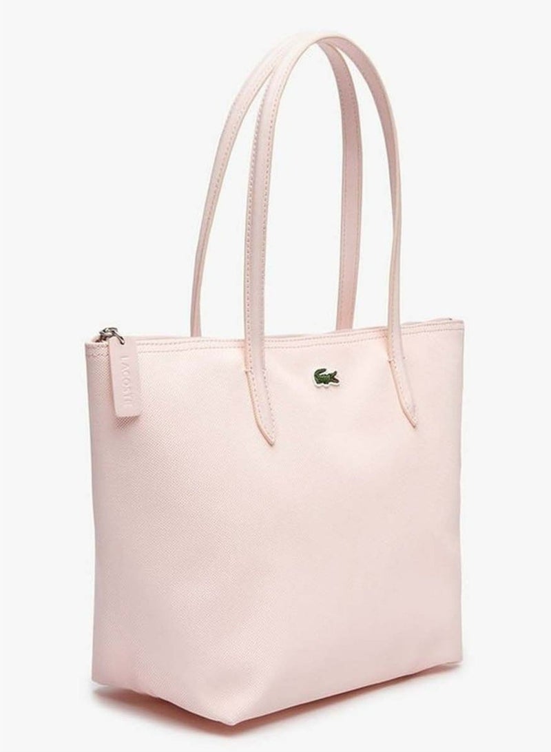 لاكوست حقيبة لاكوست النسائية L12.12 Concept Fashion متعددة الاستخدامات ذات سعة كبيرة وسحاب وحقيبة كتف واحدة وحقيبة حمل متوسطة الحجم باللون الوردي - Image 3