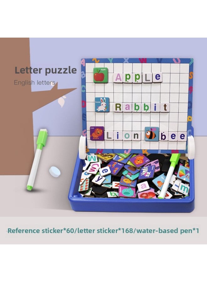Magnetic Wooden Puzzle Early Education Toy Intelligence Development Children's Puzzle Figure Face-changing Play-in-Home Change Magnetic Sticker-Color:Alphabet Puzzle Stickers - Image 1