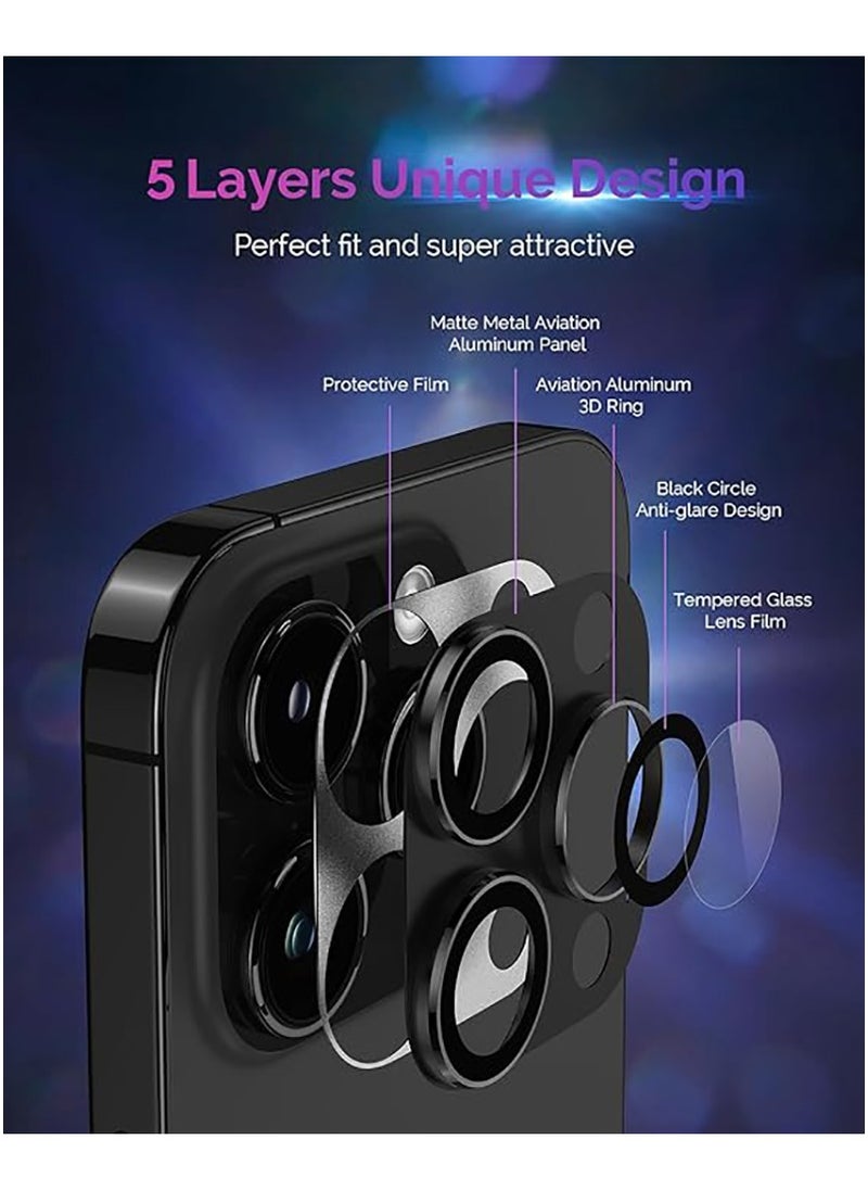 Generic - For iPhone 16 Pro/iPhone 16 Pro Max Camera Lens Protector [Drop Protection] [Full Coverage] [3D Metal] [Case Friendly] Tempered Glass Camera Cover for iPhone 16 Pro Max—Titanium Black - Image 1