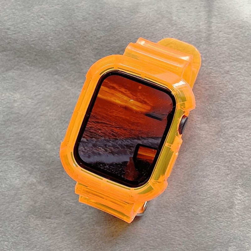 Pink Clear Case With Transparent Band For iWatch Series 11 10 42mm - Image 5
