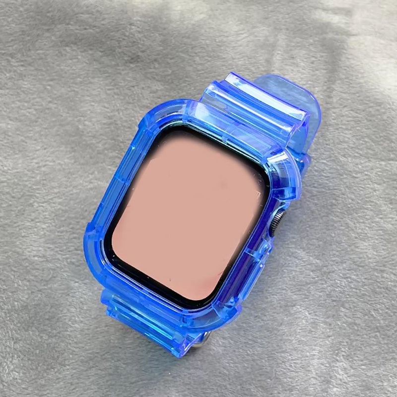 Pink Clear Case With Transparent Band For iWatch Series 11 10 42mm - Image 4
