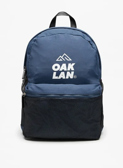 Oaklan by Shoexpress Men by Shoexpress Logo Print Backpack with Adjustable Straps - 40x30x15 cm