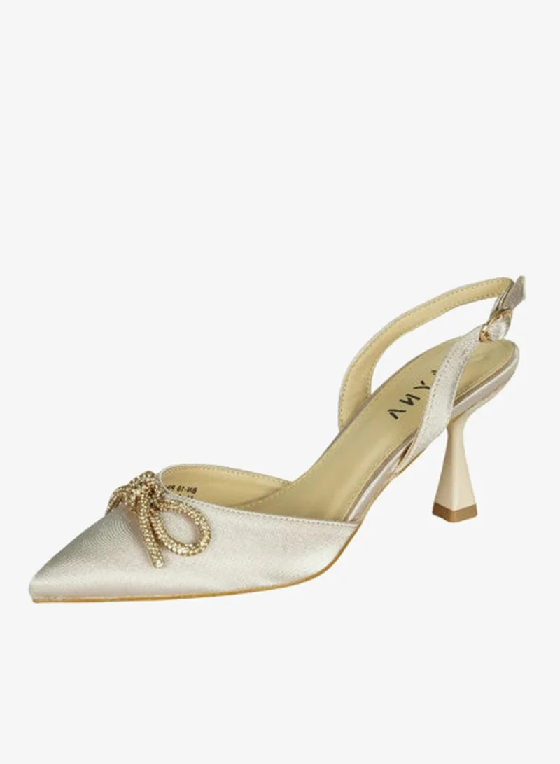 Zayna Nude 221-17 Zayna Ladies  Fashion Mid Heel  Backstrap  Sandals BN-10 for Women | Best Price UAE
