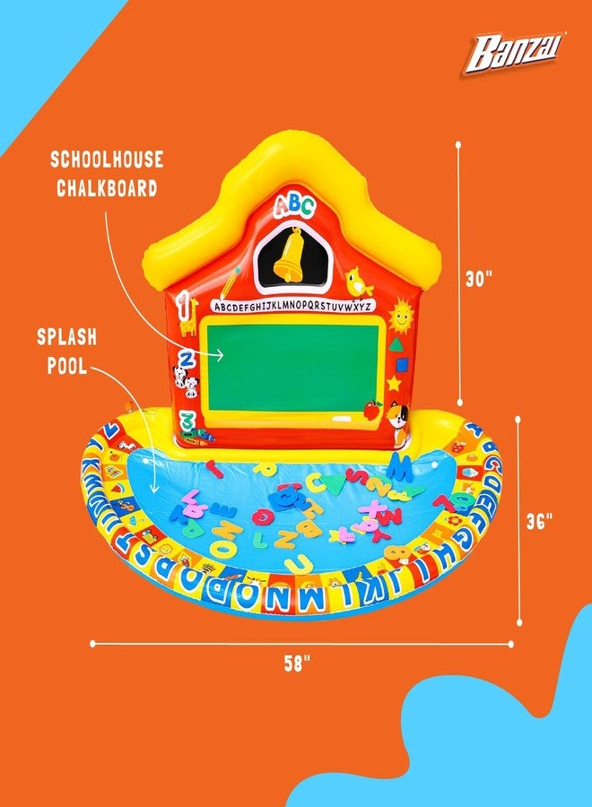 BANZAI Jr. School Splash Inflatable Water Play Mat, 58" x 36" x 30" Educational Outdoor Splash Pad for Kids with 39 Letters, Numbers, and Shapes - Image 3