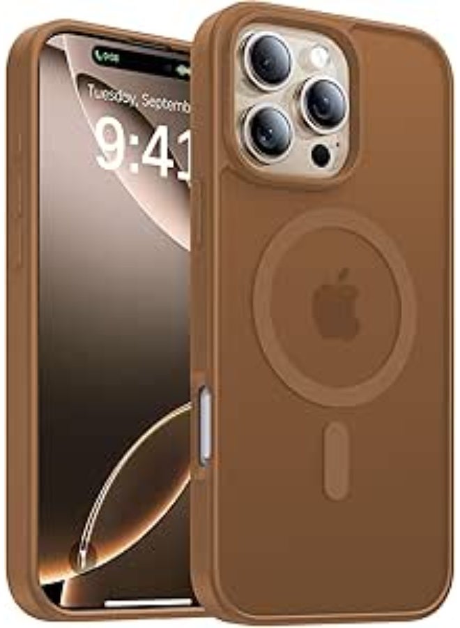 جراب متوافق مع iPhone 16 Pro لهاتف iPhone 16 Pro المغناطيسي، [متوافق مع Magsafe] جراب رفيع شفاف غير لامع مقاوم للصدمات والسقوط للفتيات والنساء والأولاد، بني - Image 1