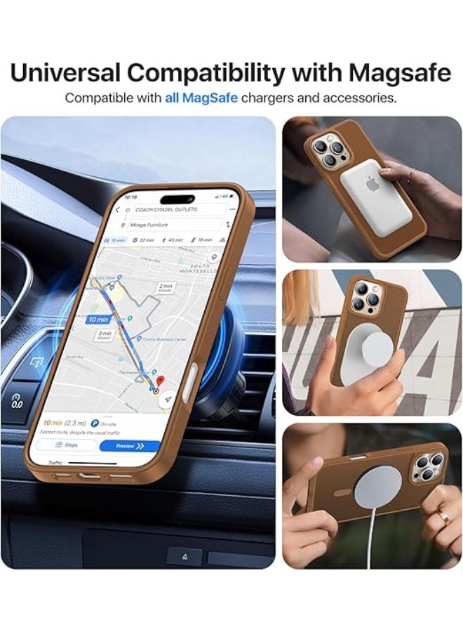 جراب متوافق مع iPhone 16 Pro لهاتف iPhone 16 Pro المغناطيسي، [متوافق مع Magsafe] جراب رفيع شفاف غير لامع مقاوم للصدمات والسقوط للفتيات والنساء والأولاد، بني - Image 4