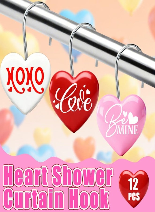 BAISDY 12Pcs Valentine Shower Curtain Hooks Conversation Heart Shape Shower Curtain Hooks - Image 3
