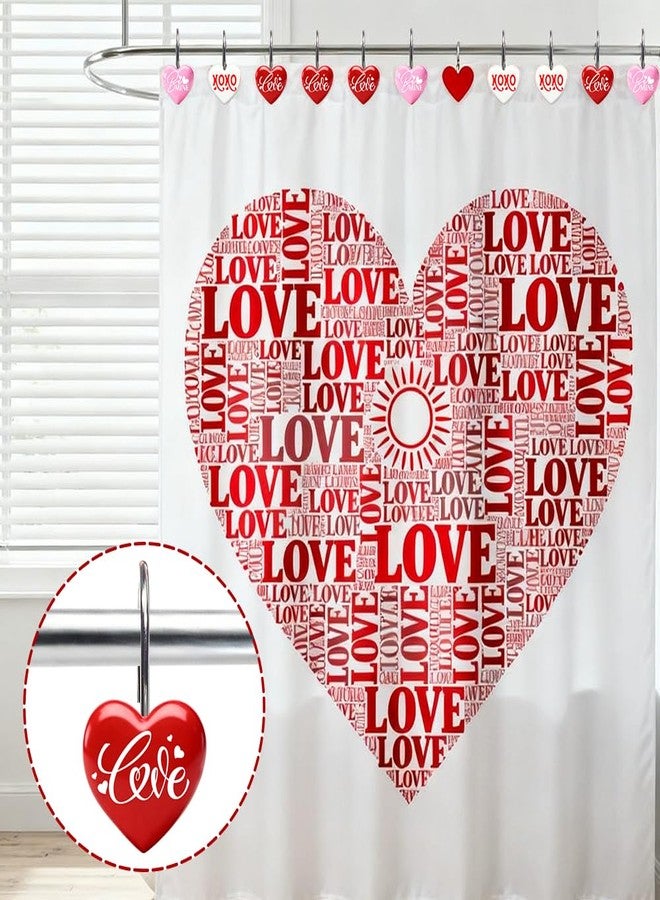 BAISDY 12Pcs Valentine Shower Curtain Hooks Conversation Heart Shape Shower Curtain Hooks - Image 4