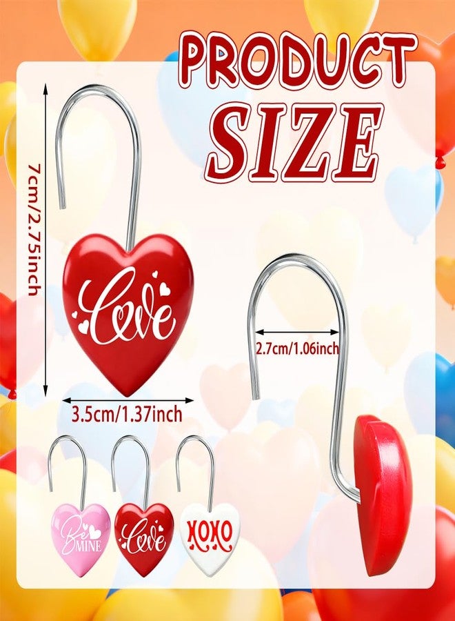 BAISDY 12Pcs Valentine Shower Curtain Hooks Conversation Heart Shape Shower Curtain Hooks - Image 2