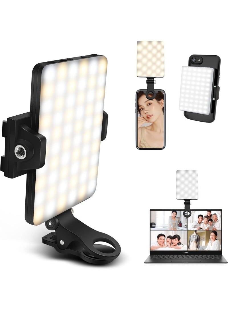 60 LED Selfie Light – Front & Back Clip, Portable Rechargeable Video Light with 3 Modes for Phone, iPhone, iPad, Laptop, TikTok, Makeup, Live Streaming, Vlogs - Image 1
