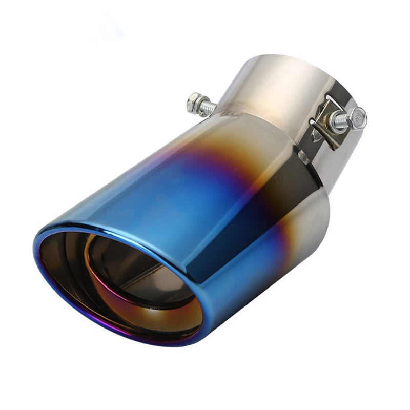 Carkio Carkio Exhaust Tailpipe Stainless Steel Car Silencer Tip Pipes Blue Burnt Bolt-On Universal Curved Type Fit Pipes Diameter 3.8 cm - 5 cm - Image 1