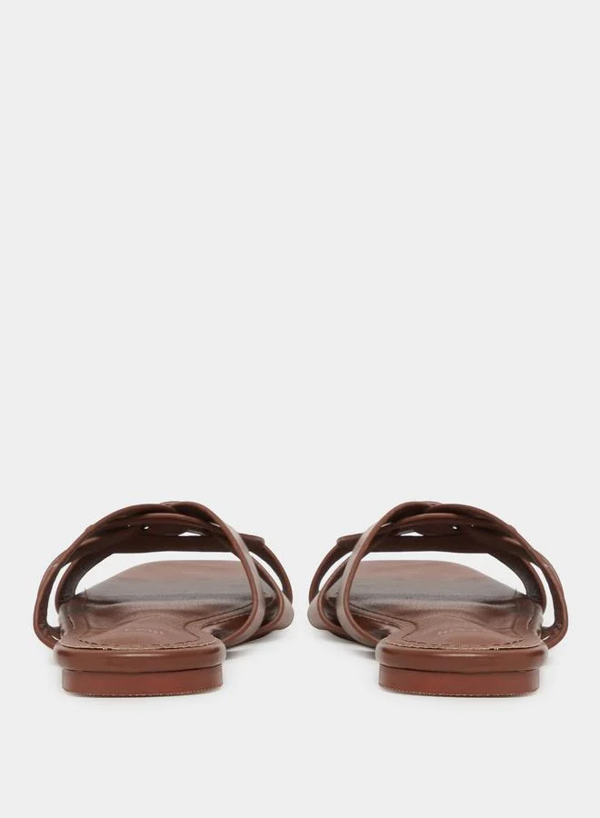 Styli  Brown Woven Strappy Flat Sandals for Women | Best Price UAE