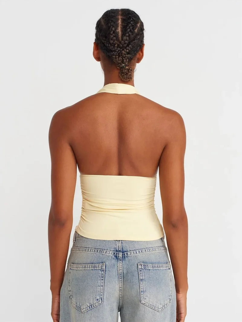 ديلفين DILVIN Slim-fit Halterneck Blouse