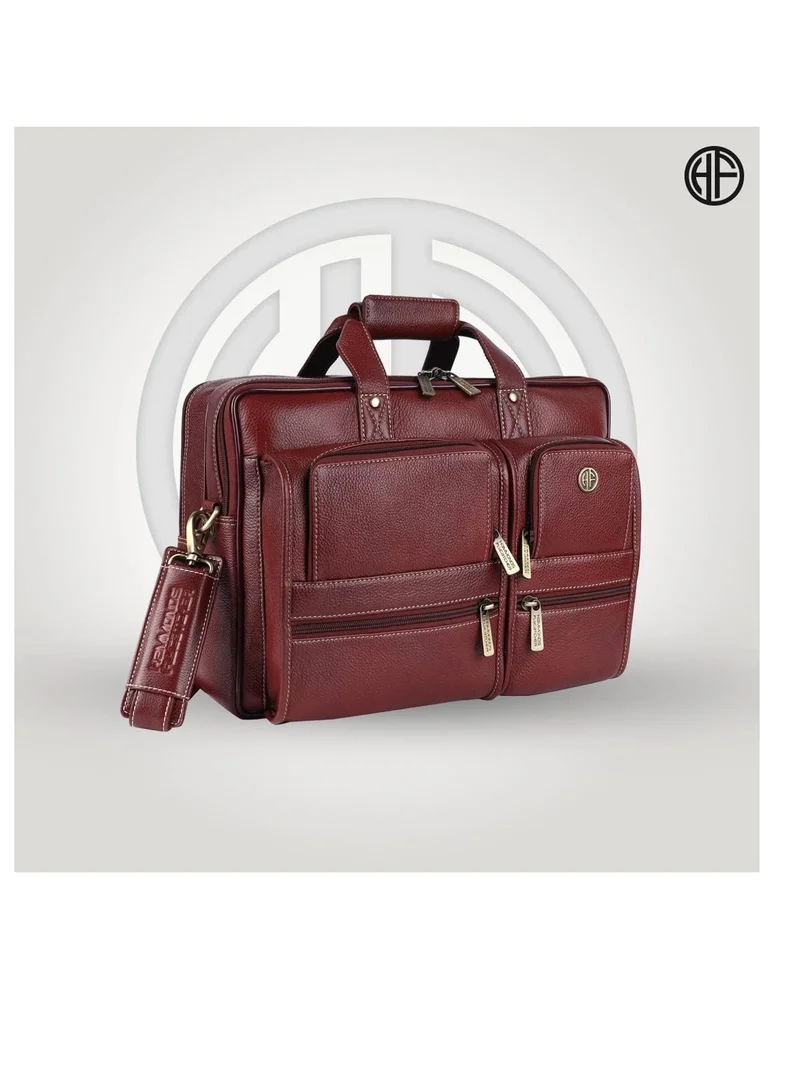  هاموندز فلاي كاتشر حقيبة ماسنجر جلدية للمكتب التنفيذي مع أحزمة ترولي، بني، حقائب ماسنجر | تناسب كمبيوتر محمول مقاس 15.6 بوصة | X64V