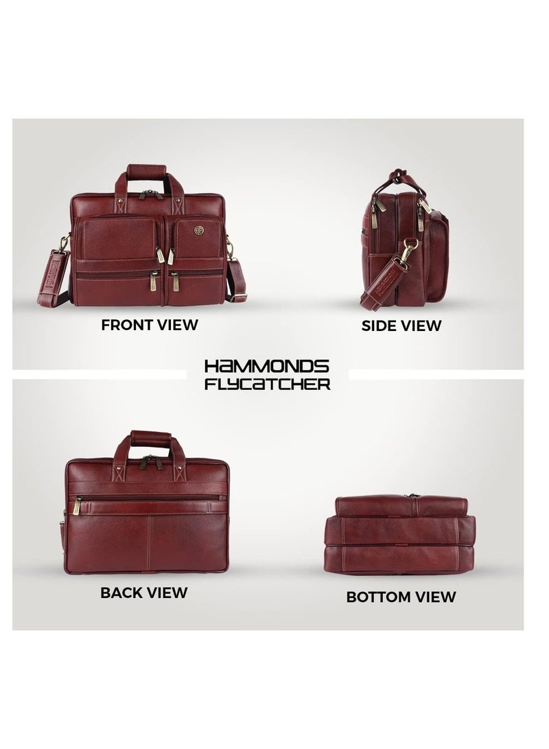 HAMMONDS FLYCATCHER Leather Executive Office Messenger Bag with Trolley Straps, Brown, Messenger Bags |Fits 15.6" laptop| X64V - Image 3