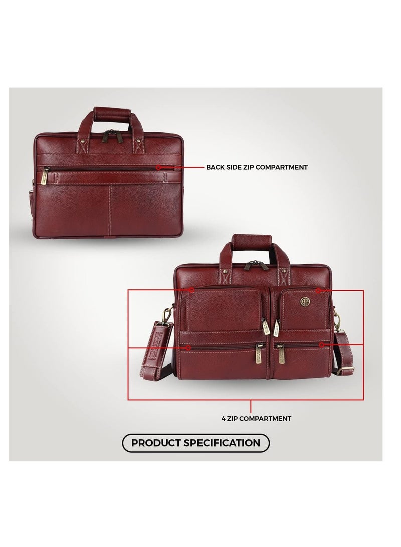 HAMMONDS FLYCATCHER Leather Executive Office Messenger Bag with Trolley Straps, Brown, Messenger Bags |Fits 15.6" laptop| X64V - Image 4