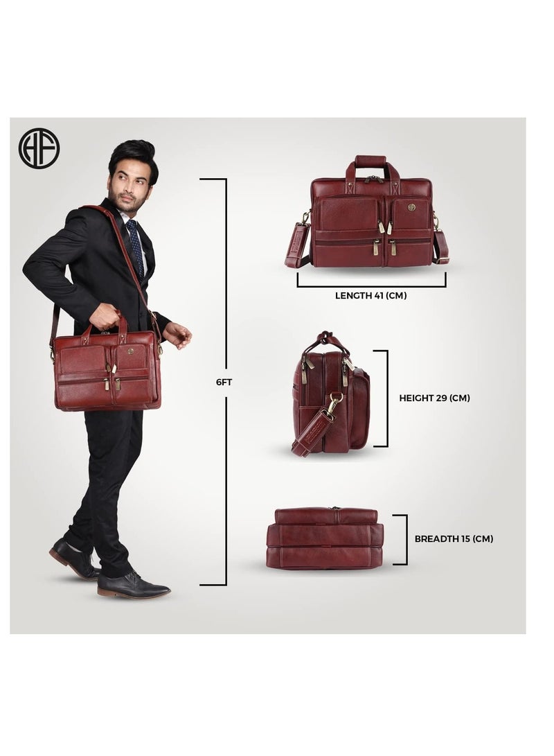 HAMMONDS FLYCATCHER Leather Executive Office Messenger Bag with Trolley Straps, Brown, Messenger Bags |Fits 15.6" laptop| X64V - Image 5