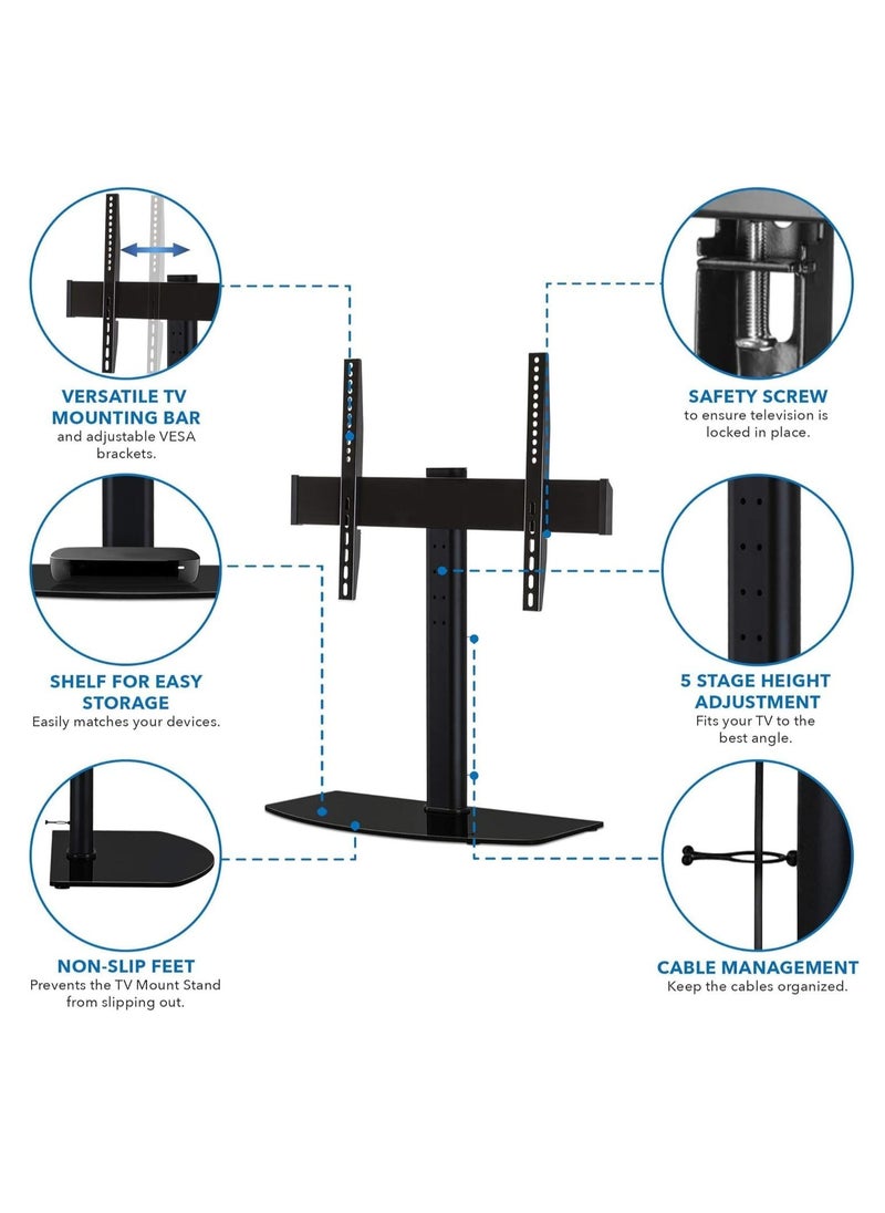 JAJEEK Universal Tabletop TV Stand Base with Height Adjustable Flat Screen TV Mount – Fits 32 to 60 Inch LED LCD Televisions – Stable, Durable TV Stand for Home Entertainment - Image 3