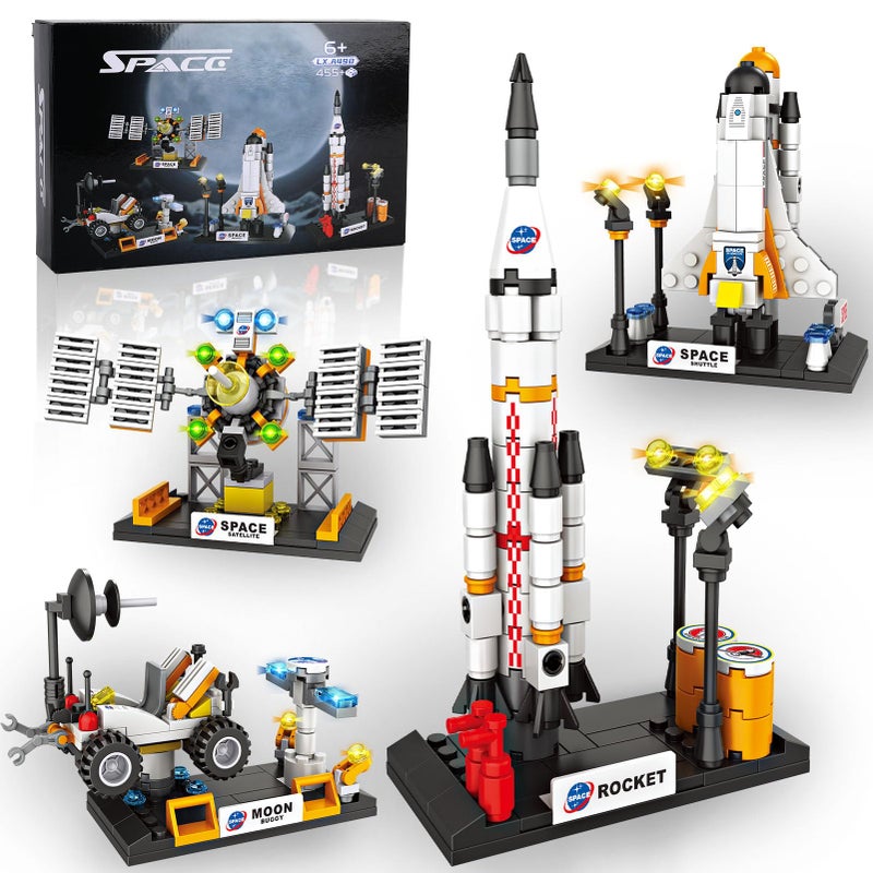Sciencow Space Exploration Shuttle Toys for Boys STEM Aerospace Building Kit Toy with Rocket Space Shuttle Moon Buggy and Satellite Best Gifts for 6 7 8 9 10 Year Old Boys 415 PCS - Image 4