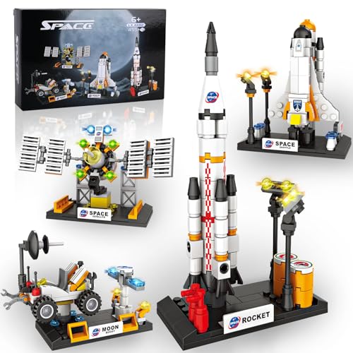 Sciencow Space Exploration Shuttle Toys for Boys STEM Aerospace Building Kit Toy with Rocket Space Shuttle Moon Buggy and Satellite Best Gifts for 6 7 8 9 10 Year Old Boys 415 PCS - Image 1
