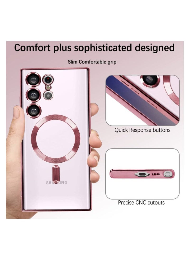 راكسوم Samsung Galaxy S23 Ultra Clear مع حمية العدسة الكاميرا الحافظة المغناطيسية متوافقة - Image 4