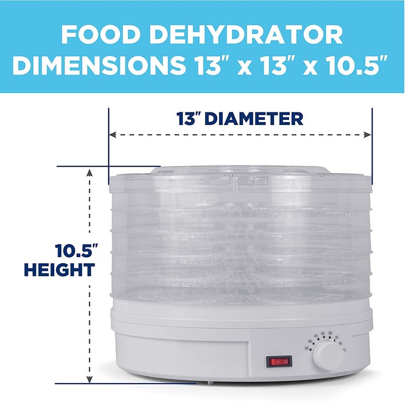 KanakMall 2021 New Imported Plastic Electric Transparent 5 Tier Countertop Dry Food SaverDehydratorPreserver Jerky Maker Machine with Adjustable Temperature Control White Very Large Diameter - Image 2
