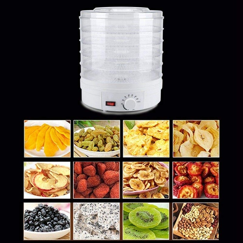KanakMall 2021 New Imported Plastic Electric Transparent 5 Tier Countertop Dry Food SaverDehydratorPreserver Jerky Maker Machine with Adjustable Temperature Control White Very Large Diameter - Image 4