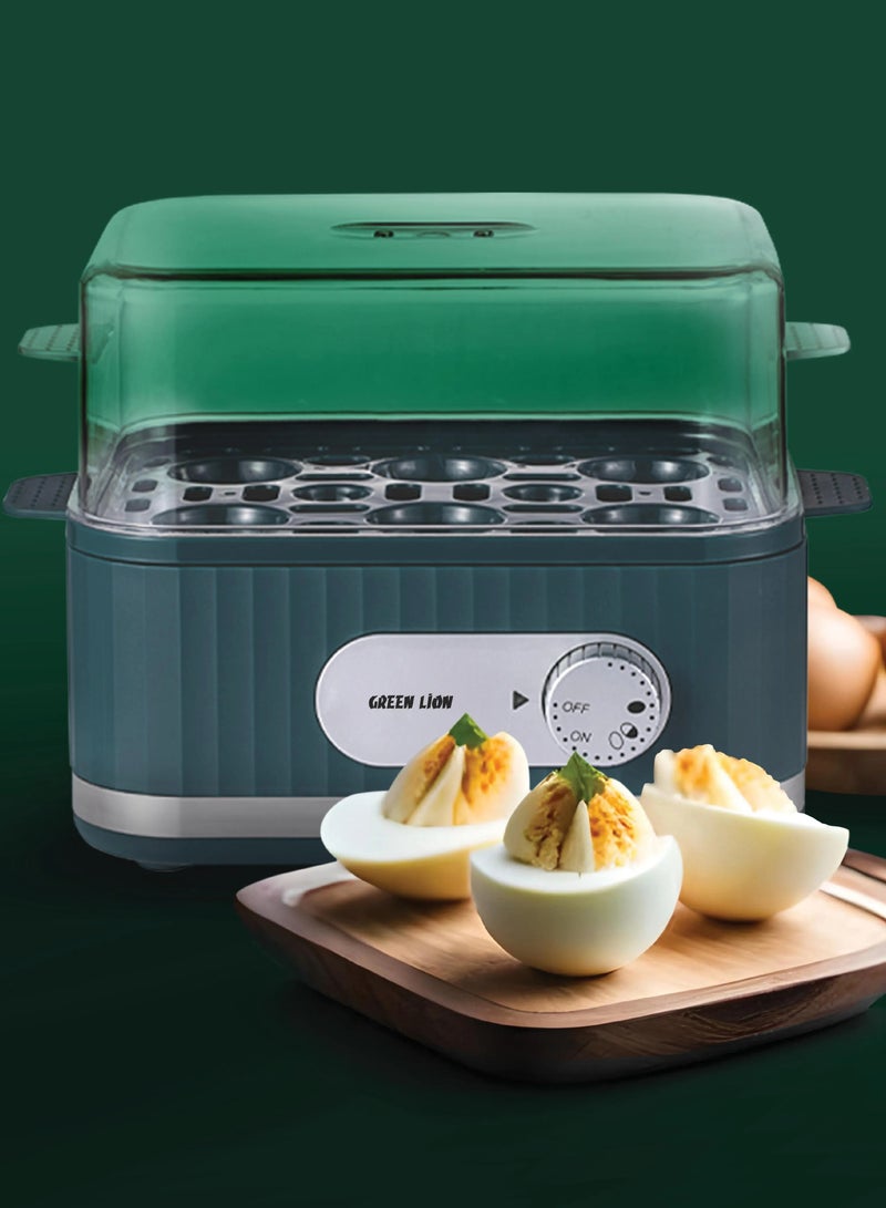 جرين ليون طباخ بيض ذكي بسعة من 1 إلى 6 بيضات، قرص تحكم، وضع طهي بثلاث مستويات، طاقة مقدرة 400 واط، تصميم محمول وصغير الحجم، طهي سهل وسريع - أخضر - Image 2