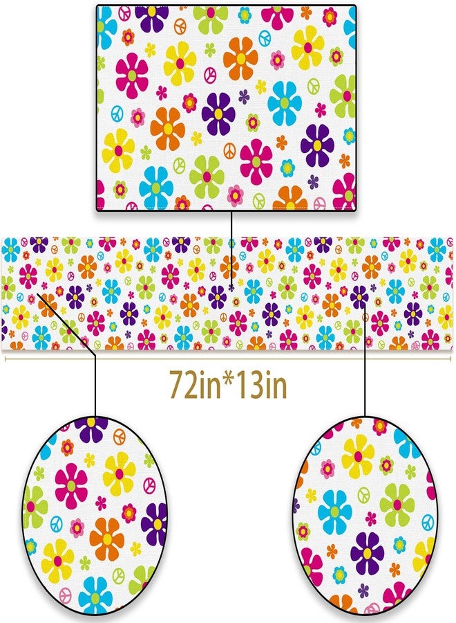 Pudodo 60's Hippie Table Runner Groovy Flower Retro 70s Themed Birthday Party Decoration Kitchen Dining Room Home Decor - Image 5