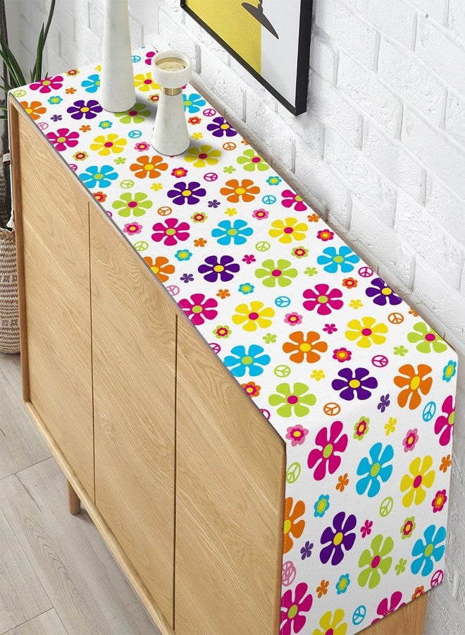 Pudodo 60's Hippie Table Runner Groovy Flower Retro 70s Themed Birthday Party Decoration Kitchen Dining Room Home Decor - Image 4
