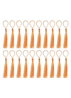 Tupalizy Mini Silky Handmade Soft Flossy Bookmark Tassels With Cord Loop For Keychain Earring Jewelry Making Souvenir Graduation Clothing Sewing Gift Tag Diy Craft Projects 20Pcs (Orange)  - Image 1